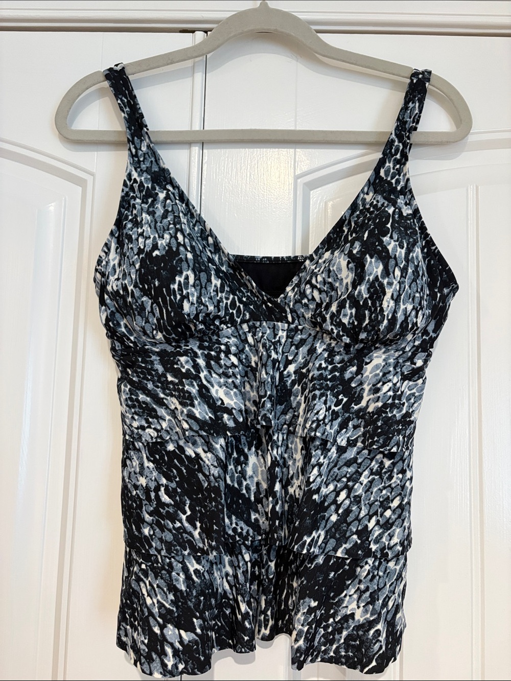 Magicsuit Black and White Animal Print Tankini Top